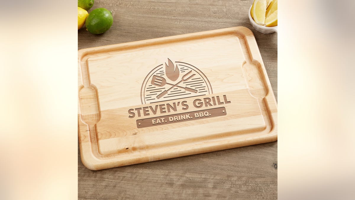 A personalized cutting board is something he will cherish.