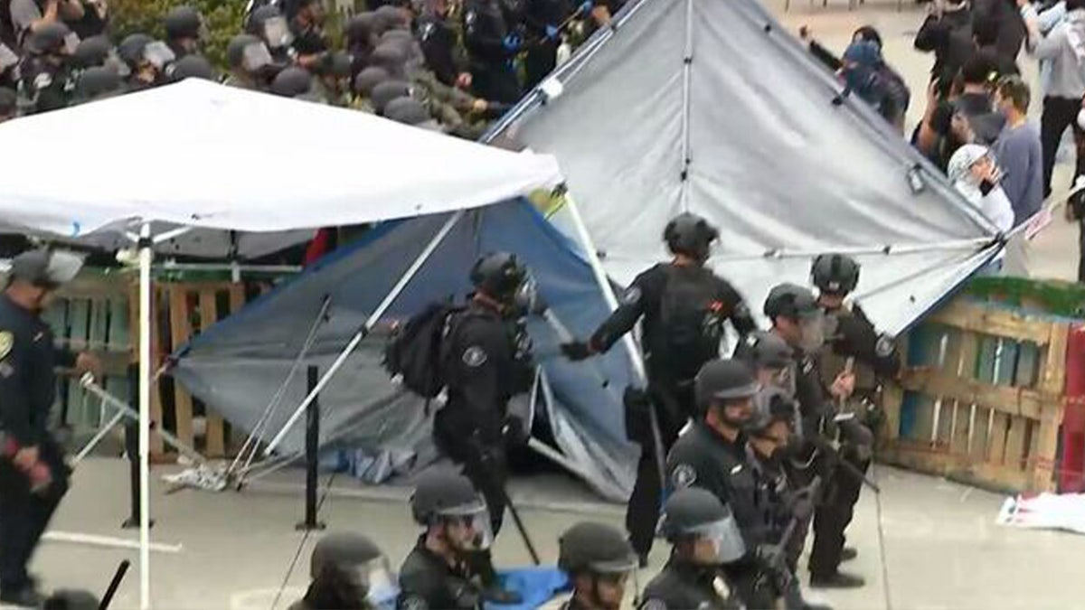 Police at encampment