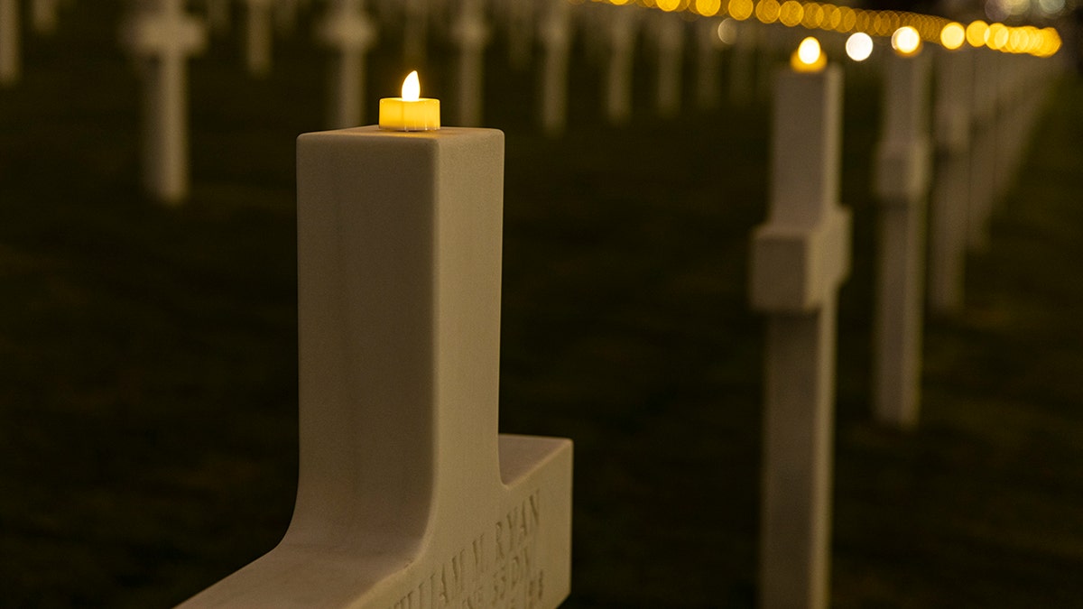 Miltary cemetery by candlelight