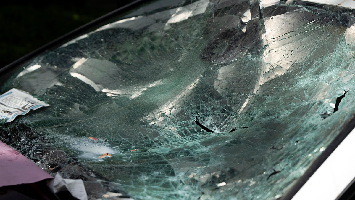 Car windshield smashed