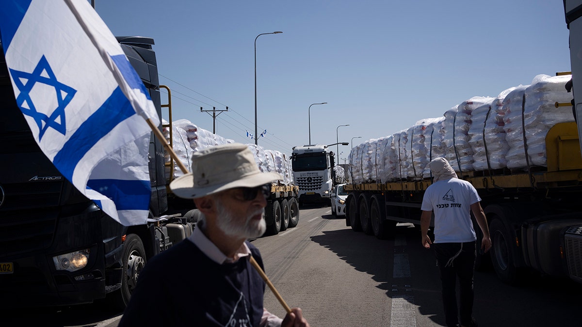 Trucks carrying aid and supplies