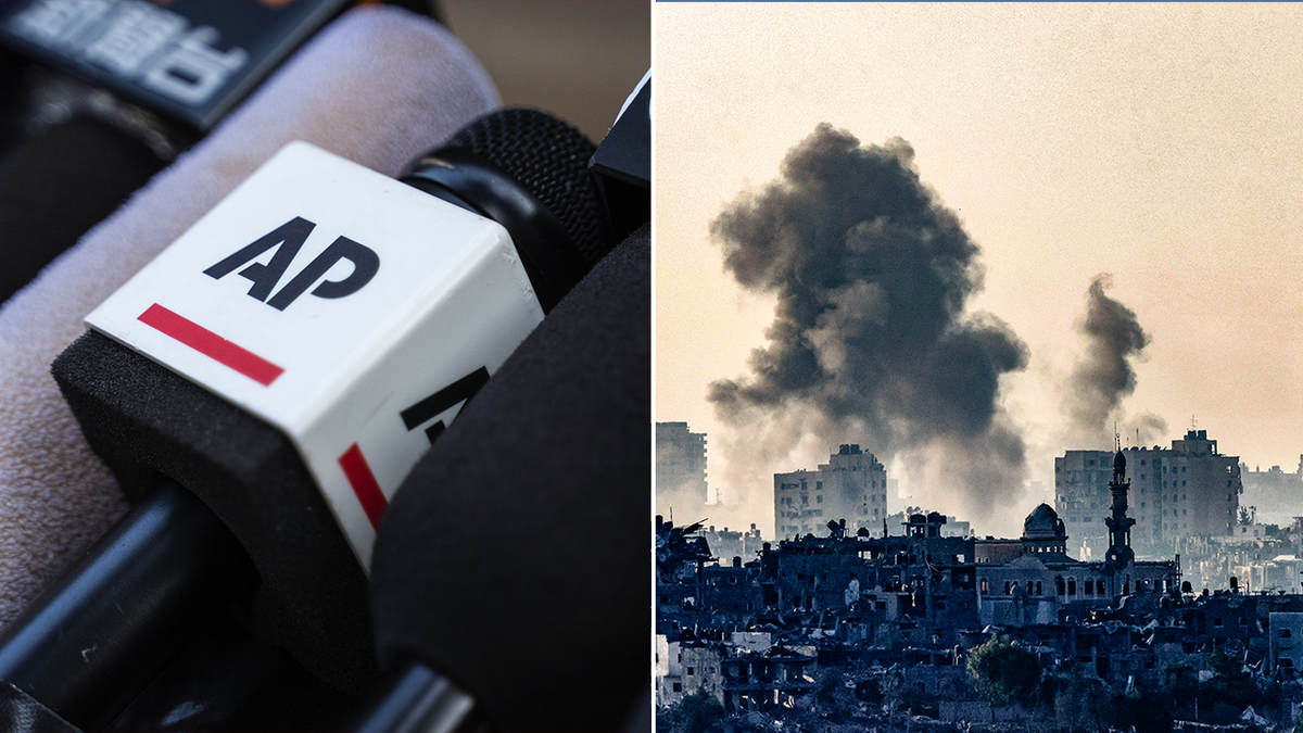 AP logo and Gaza split image