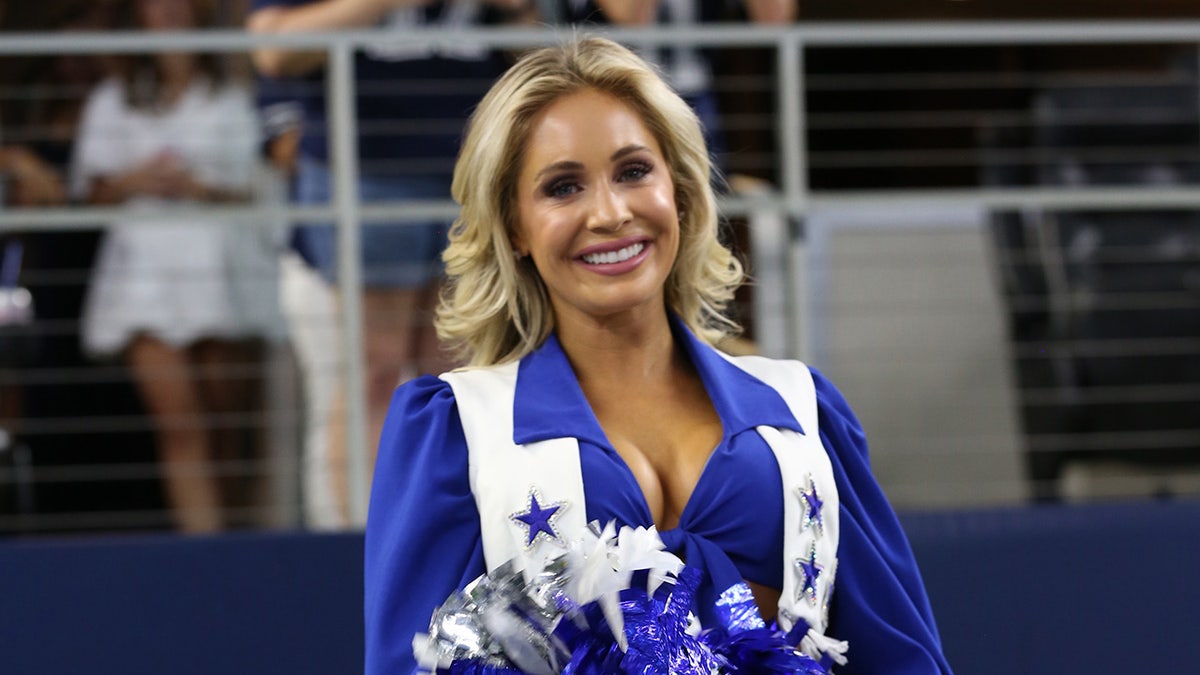 A close-up of McKenzie in her Dallas Cowboys Cheerleader uniform
