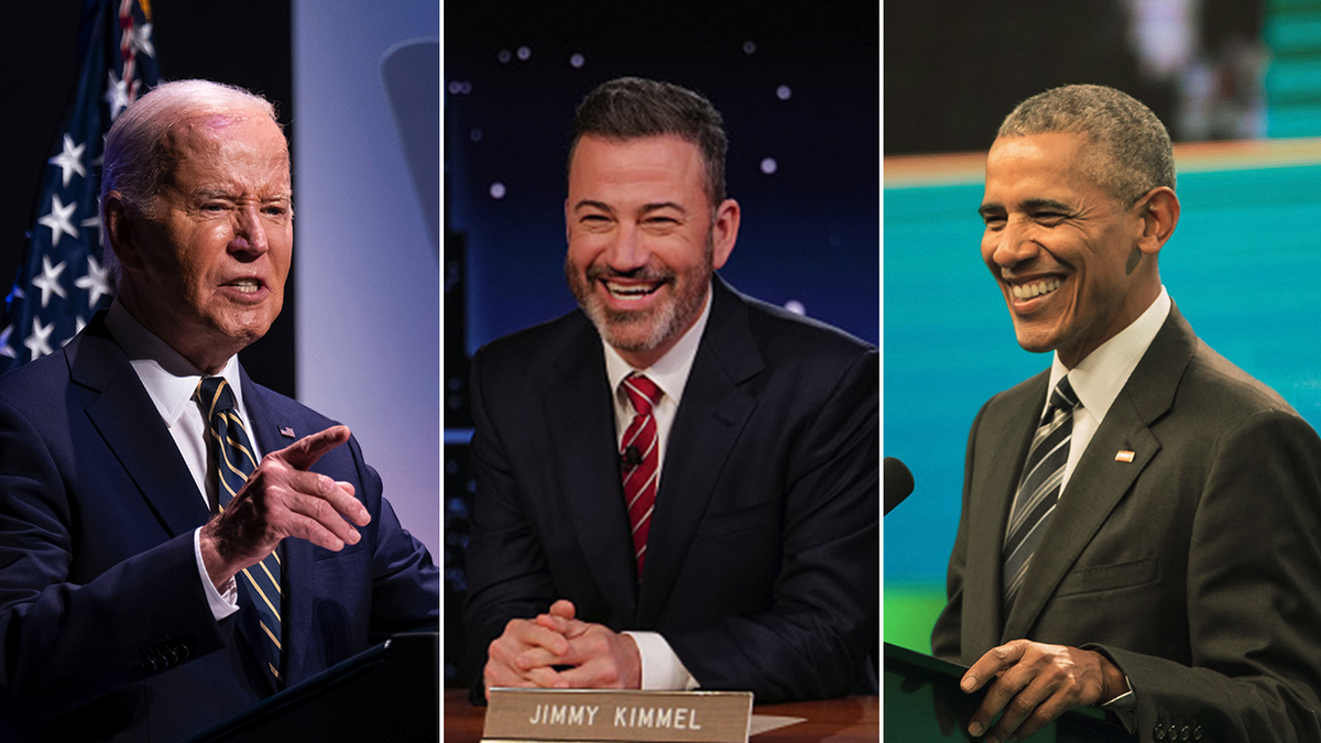 Joe Biden, Jimmy Kimmel and Barack Obama split image