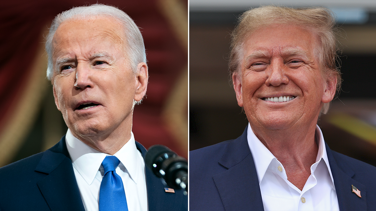 Joe Biden, near  and Donald Trump divided  image
