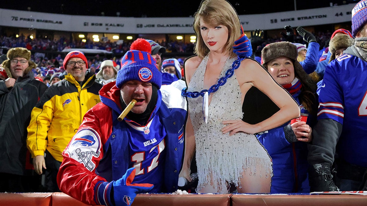 Buffalo Bills fan with Taylor Swift cutout