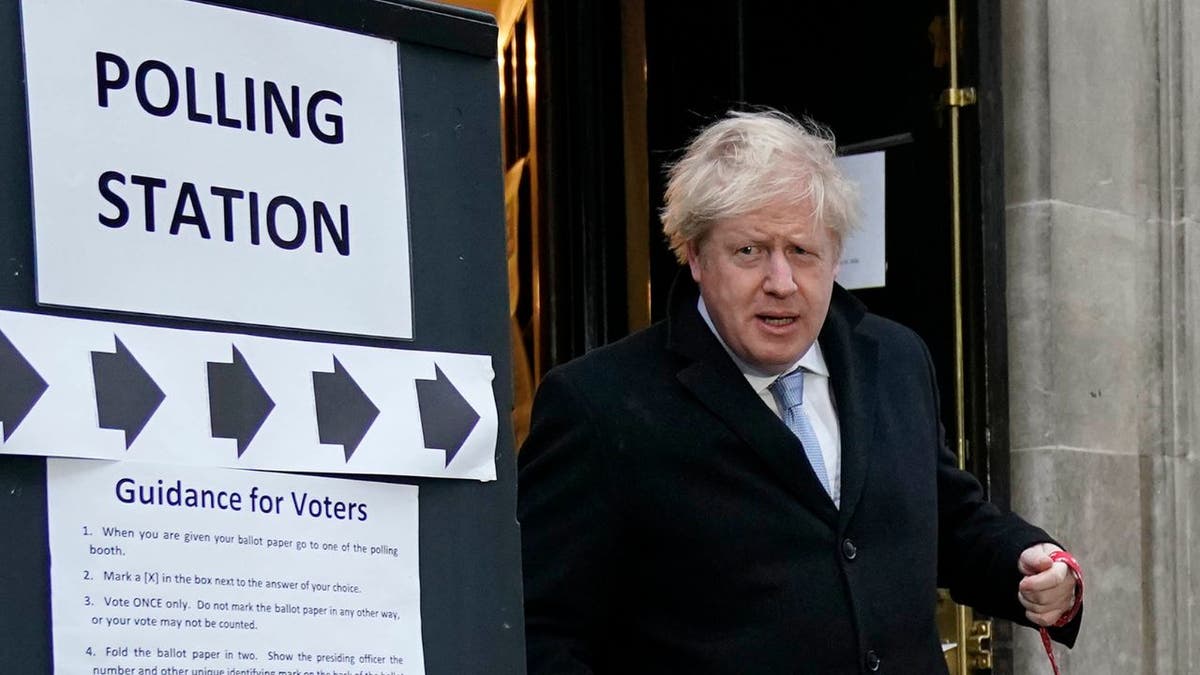 Boris Johnson leaving a voting station