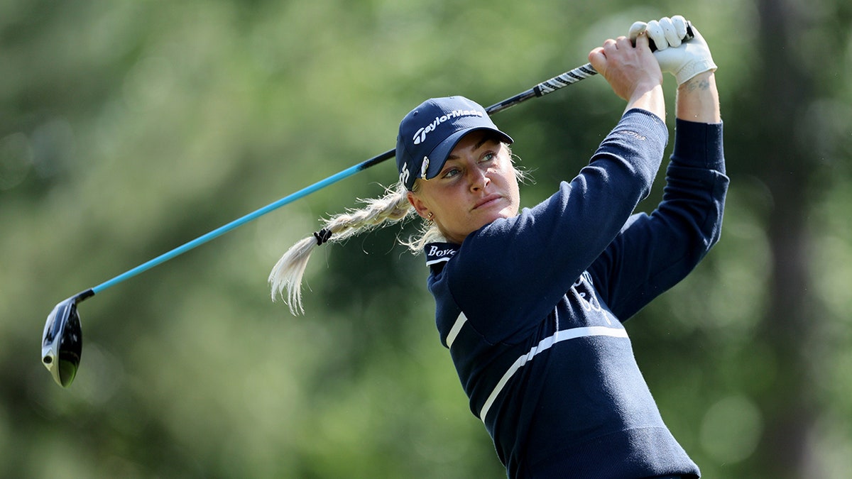 Charley Hull swings at the Chevron