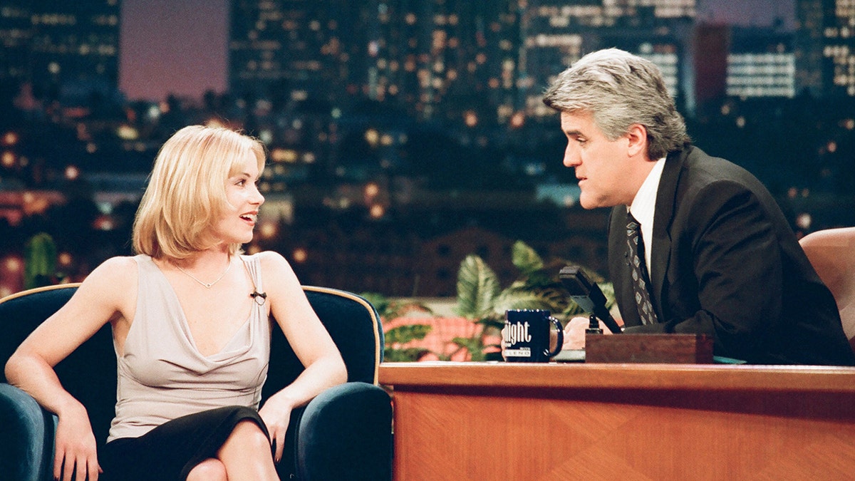 Christina Applegate talks with Jay Leno on TV