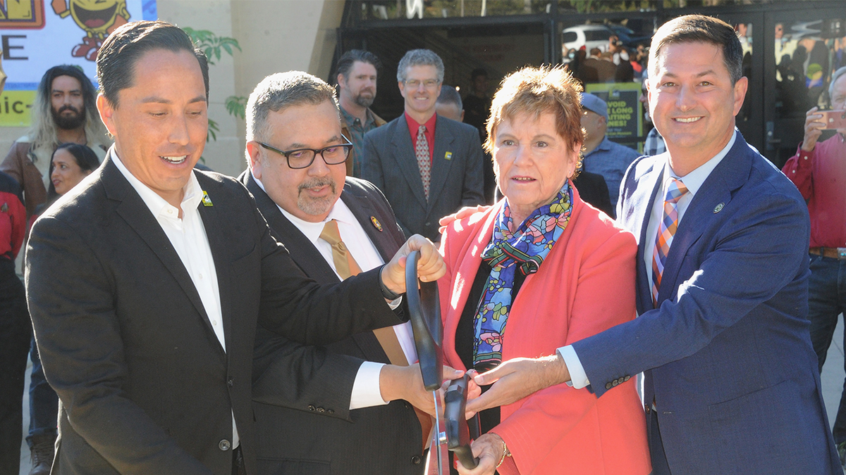 Assemblymember Christopher Ward, far right, introduced a "gut-and-amend" bill to AB 1955. 