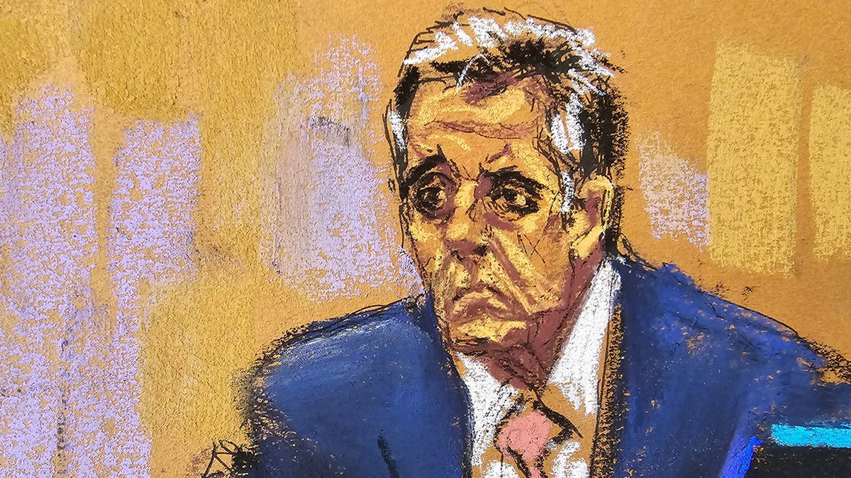 Michael Cohen shown in courtroom sketch