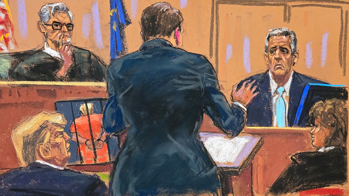 Michael Cohen is cross examined by defense lawyer Todd Blanche during former U.S. President Donald Trump's criminal trial