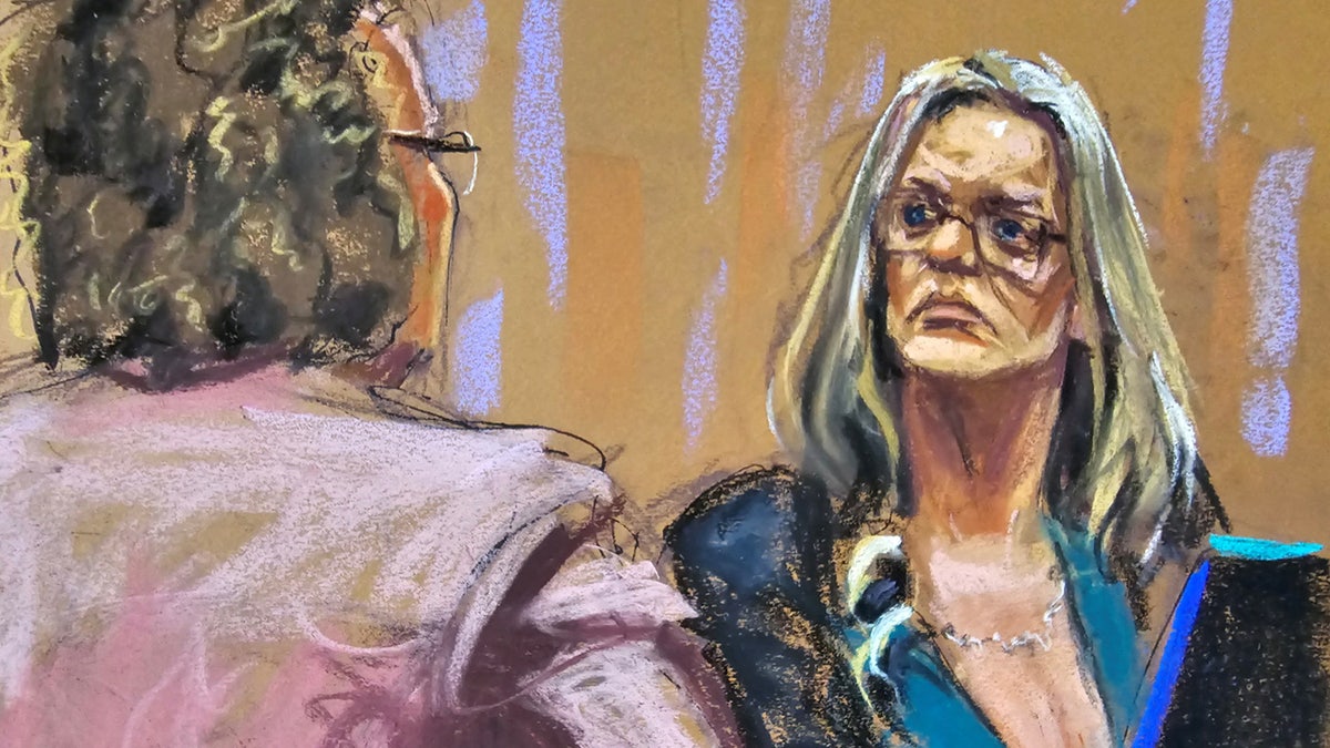 Stormy Daniels is questioned by defense attorney Susan Necheles during former U.S. President Donald Trump's criminal trial