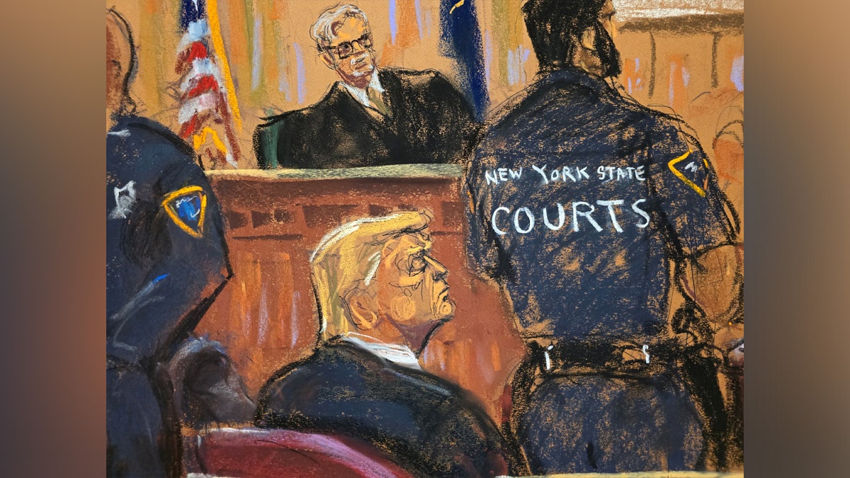 Donald Trump reacts as the verdict is read in the criminal court