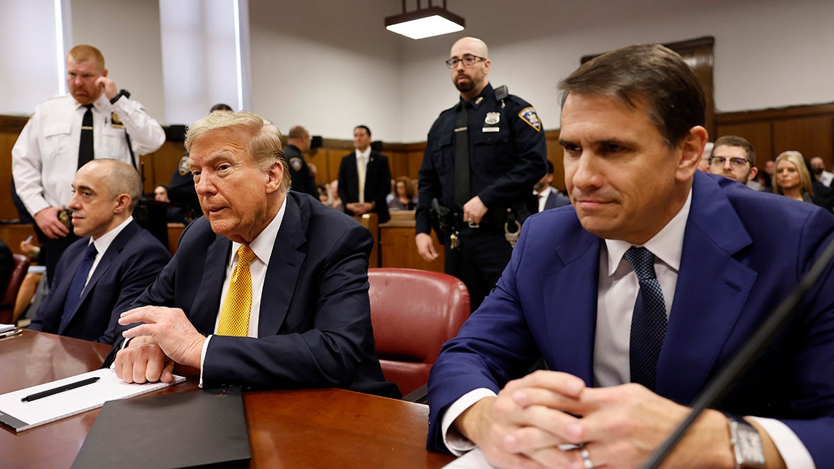 Donald Trump sits in the courtroom during his hush money trial at Manhattan Criminal Court
