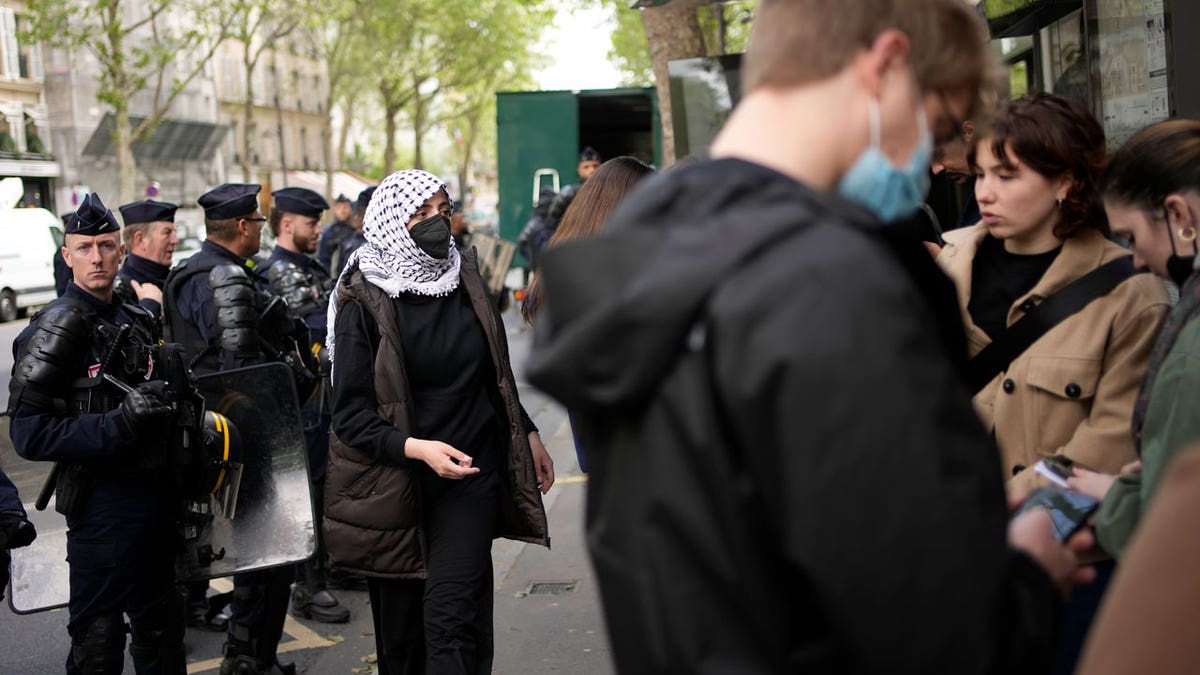 Students gather near Sciences Po university