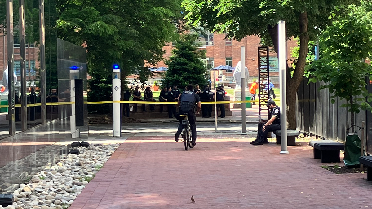 Police tape on GWU's campus