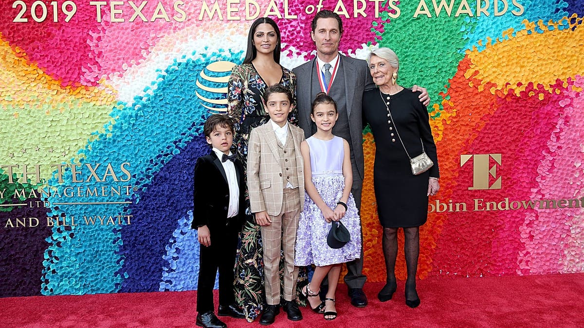 Matthew McConaughey and Camila Alves with kids and their mom Kay