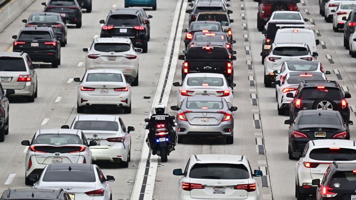 Aerial view of congested traffic