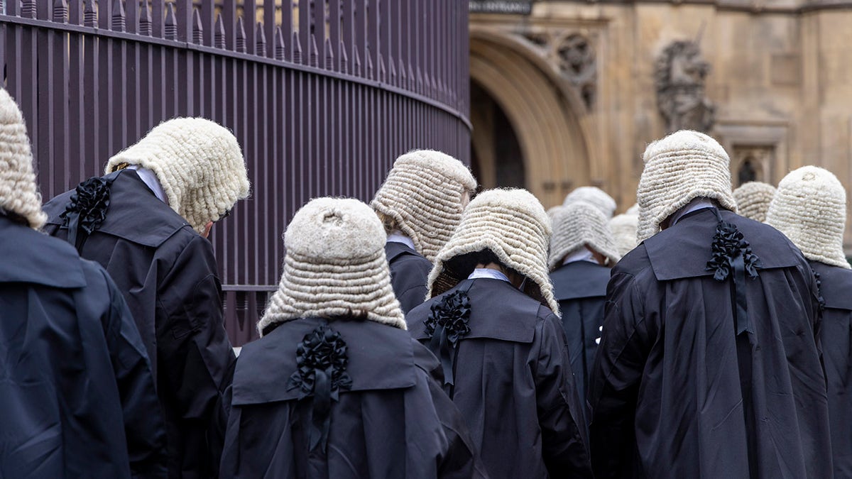 English barrister wigs from behind