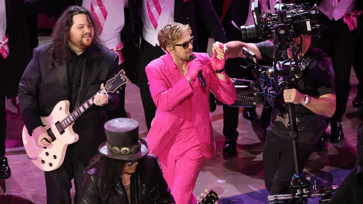 Wolfgang Van Halen performing with Ryan Gosling at the 2024 Oscars.