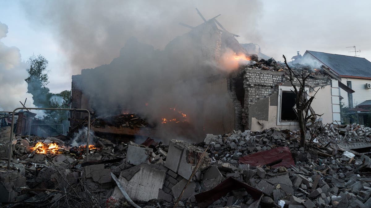 Destruction following a strike in Ukraine