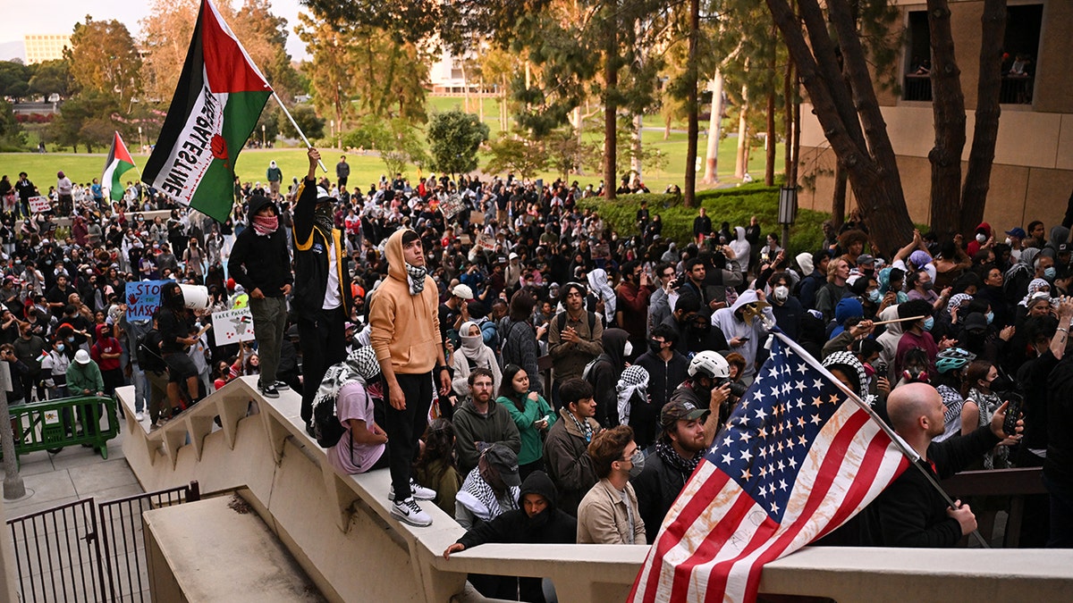 مظاہرین، فلسطینی پرچم