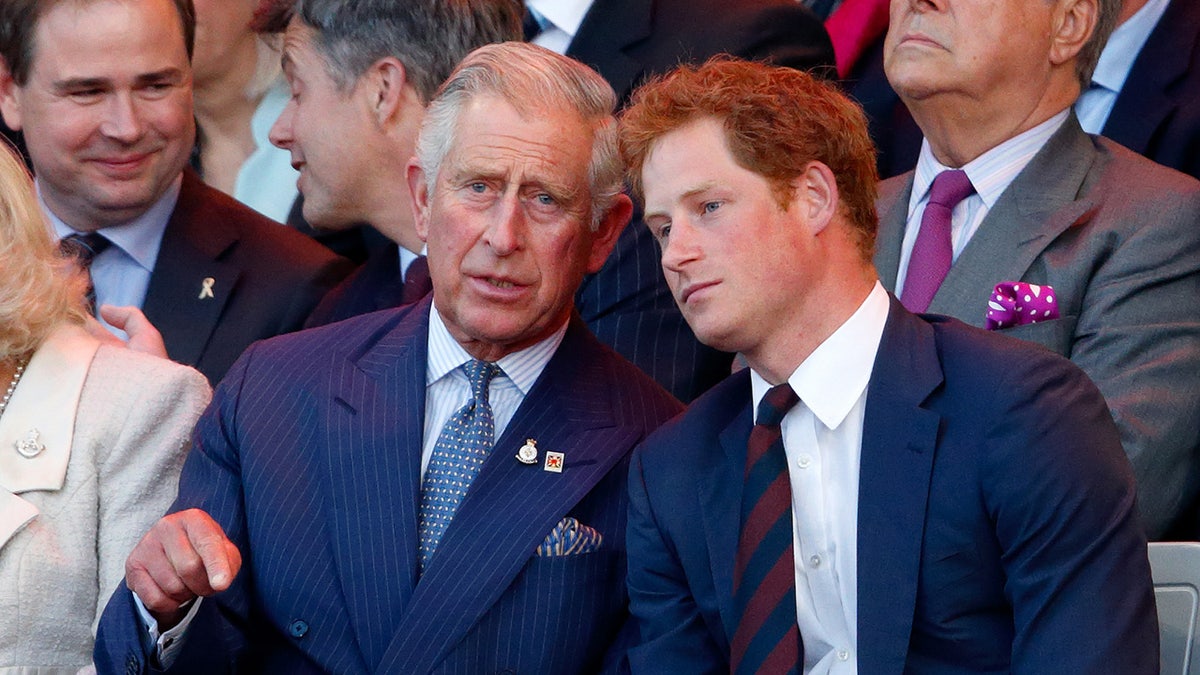 Prince Harry hearing his father King Charles speak