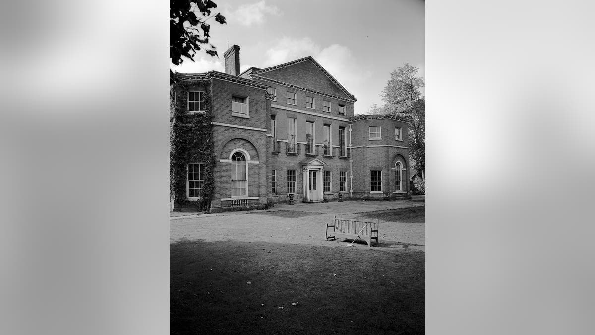 A black and white photo of Royal Lodge