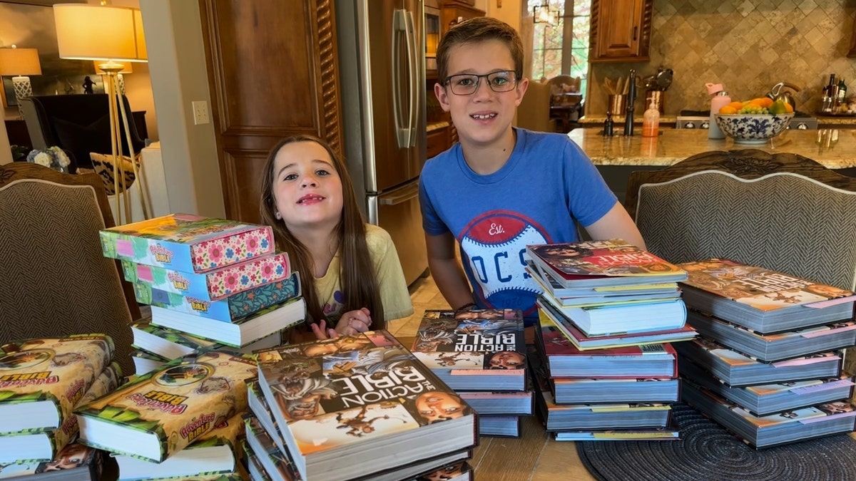 Ryan Watsons' children collecting "action" Bibles