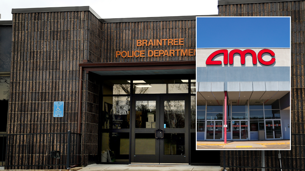 Split image of AMC logo and Braintree Police Department