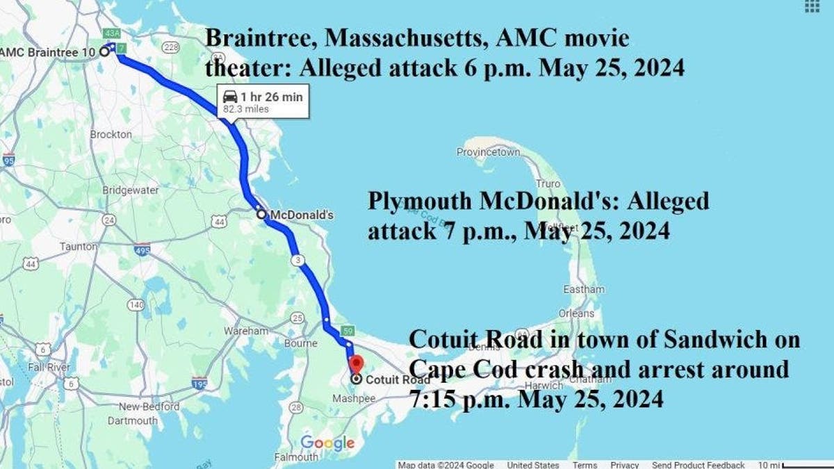 Jared Ravizza allegedly stabbed four young girls in a movie theater and two more victims in a Plymouth McDonald's before his arrest in the town of Sandwich