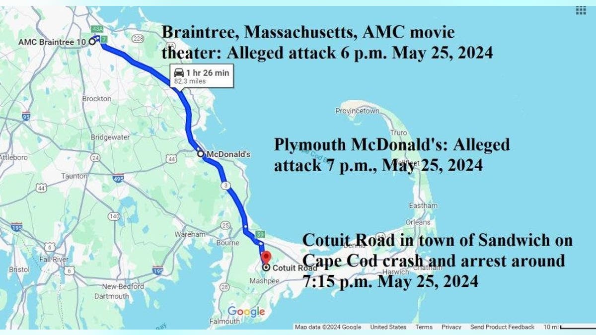 Jared Ravizza allegedly stabbed four young girls in a movie theater and two more victims in a Plymouth McDonald's before his arrest in the town of Sandwich