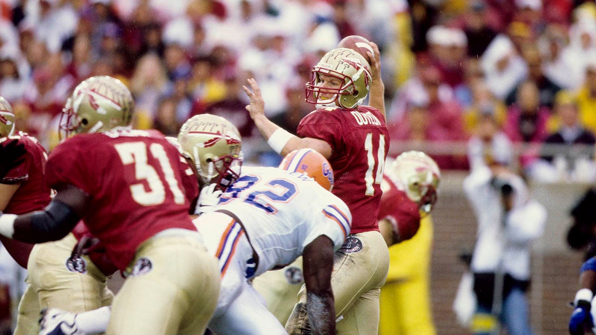 Marcus Outzen throws a pass
