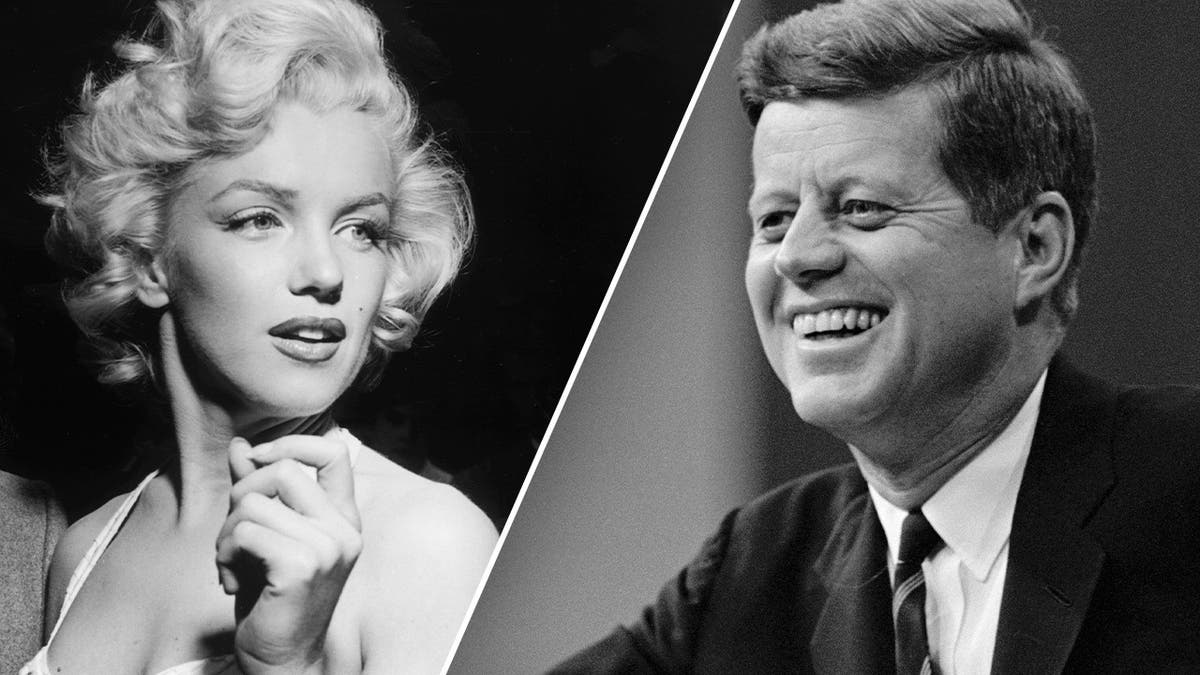 Split side by side image of Marilyn Monroe and JFK