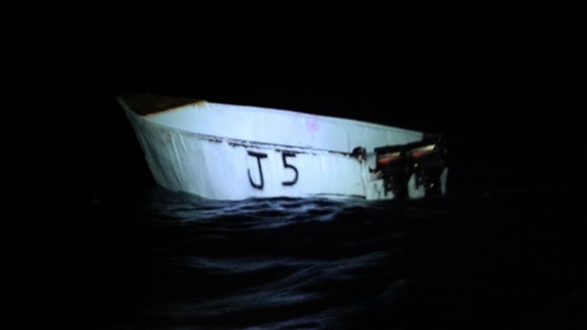 An empty boat that had 52 migrants on board