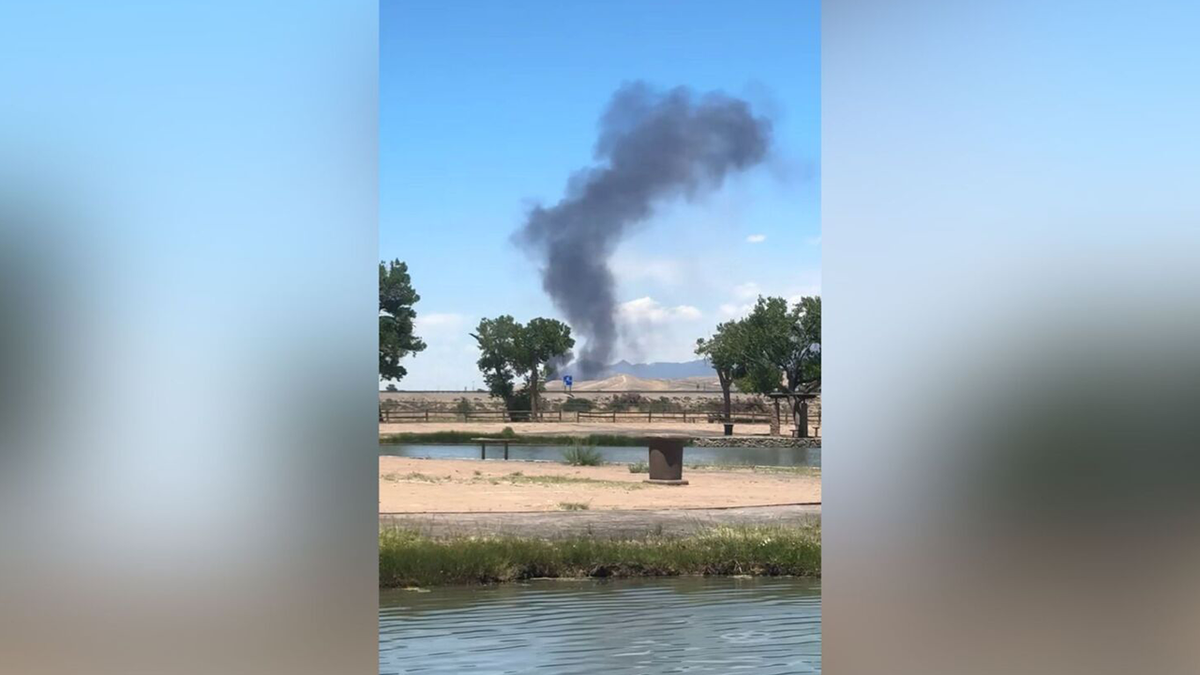 Black smoke rises from site of military fighter jet crash in New Mexico