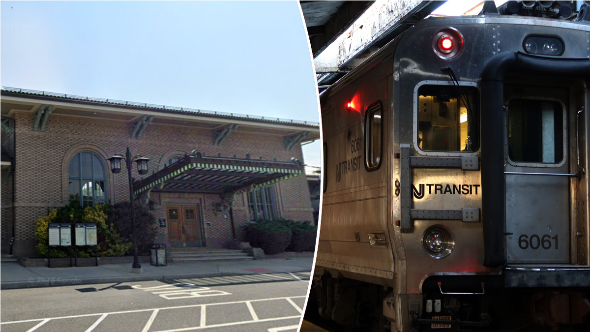 Split image of morristown station and train car