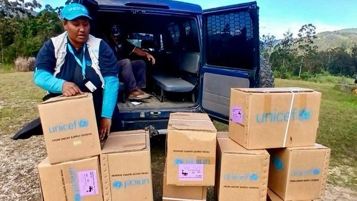 UNICEF boxes seen at site of Papua New Guinea landslide