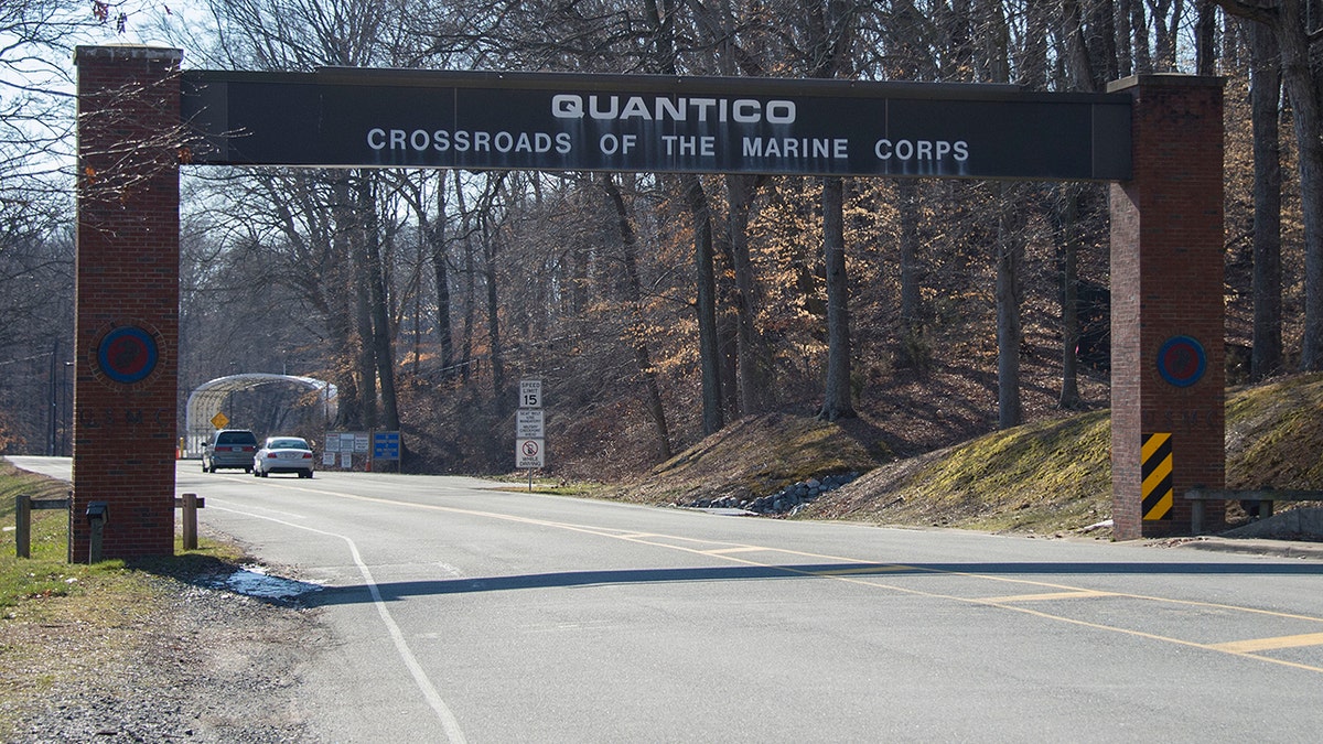 The entrance to the US Marine Corps base in Quantico, Virginia, is seen in 2013