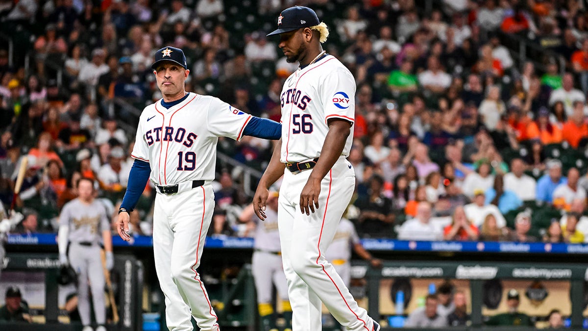 Ronel Blanco walks off the mound