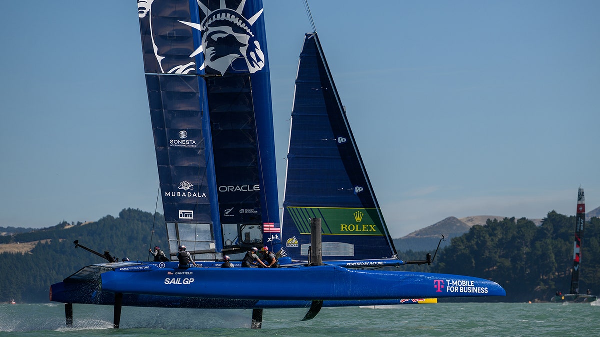 US sailing team in boat