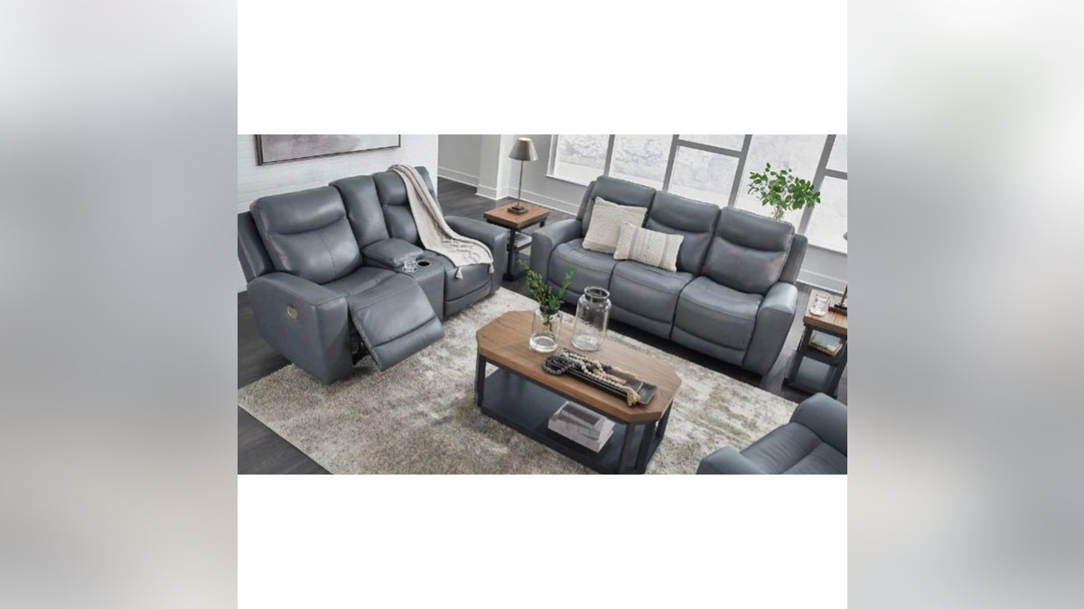 Make sure your living room matches with this leather furniture set. 