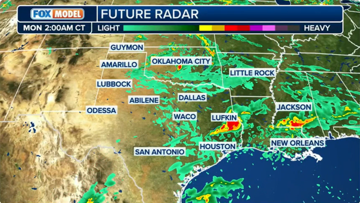 ٹیکساس کے اوپر بارش کا نقشہ