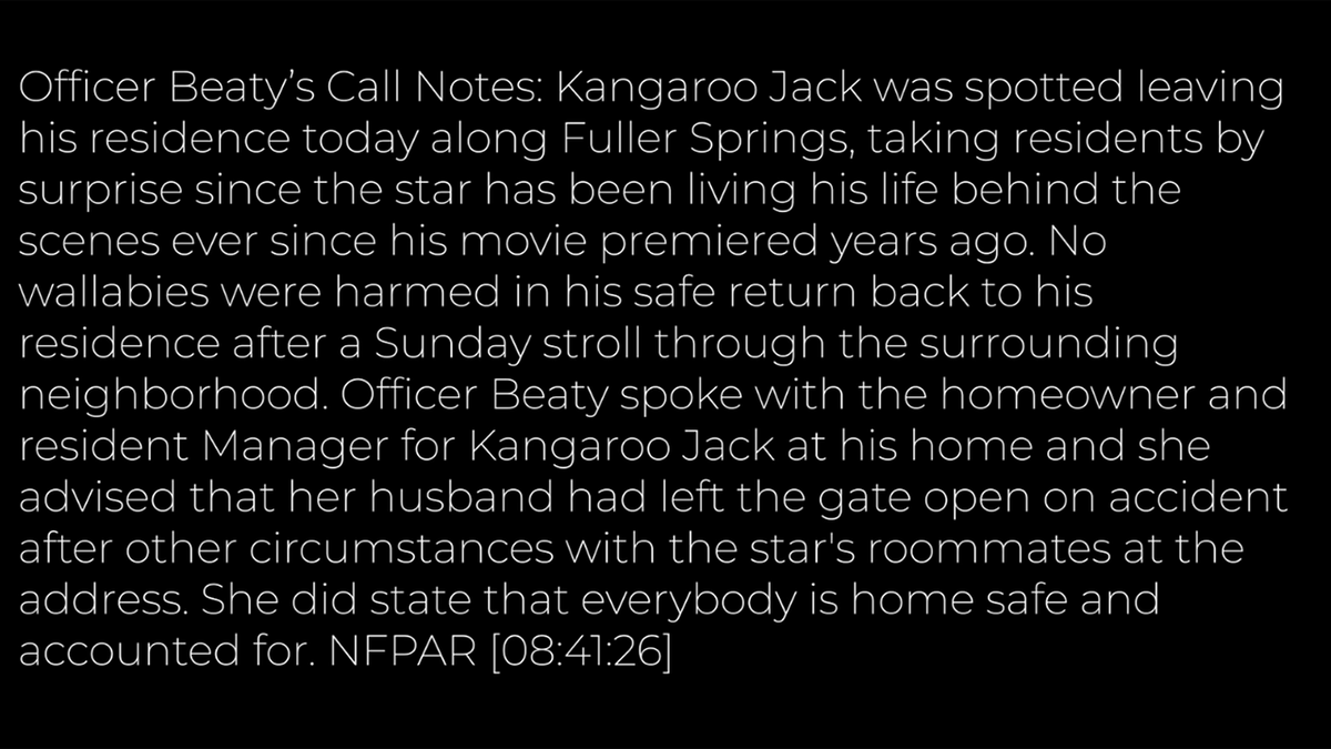 clarification about the kangaroo at the end of the video