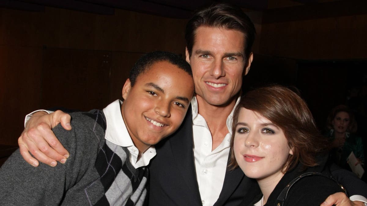 Tom Cruise with his adopted children Isabella and Connor in 2008