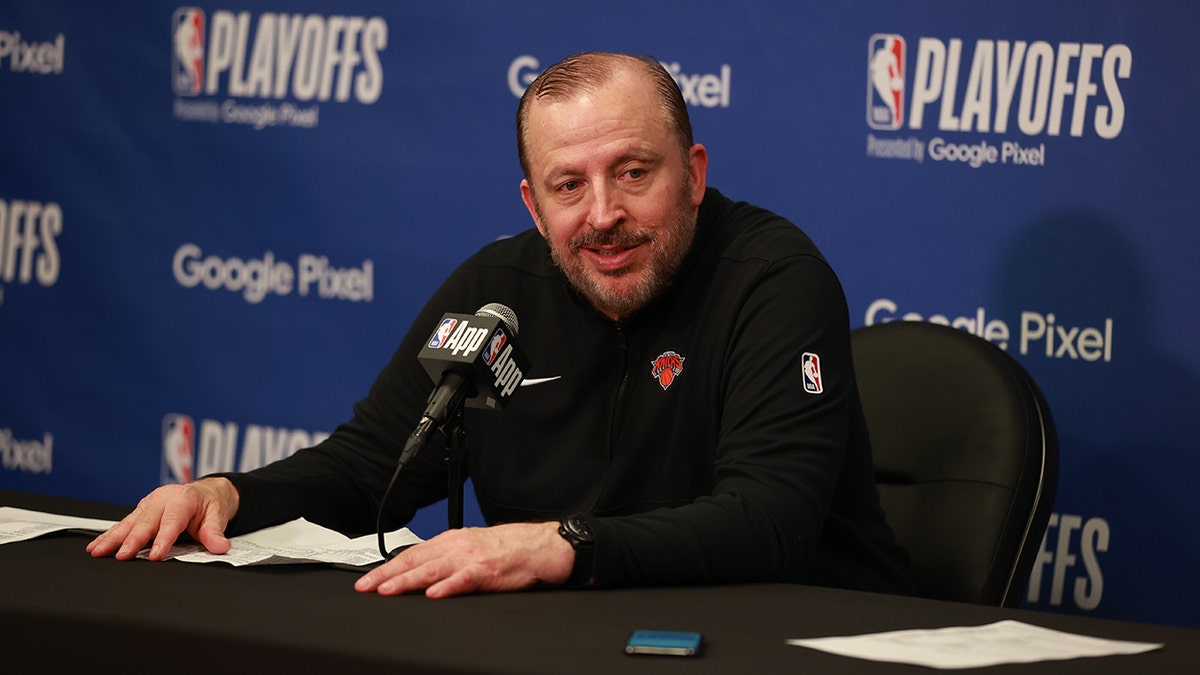Tom Thibodeau during a press conference