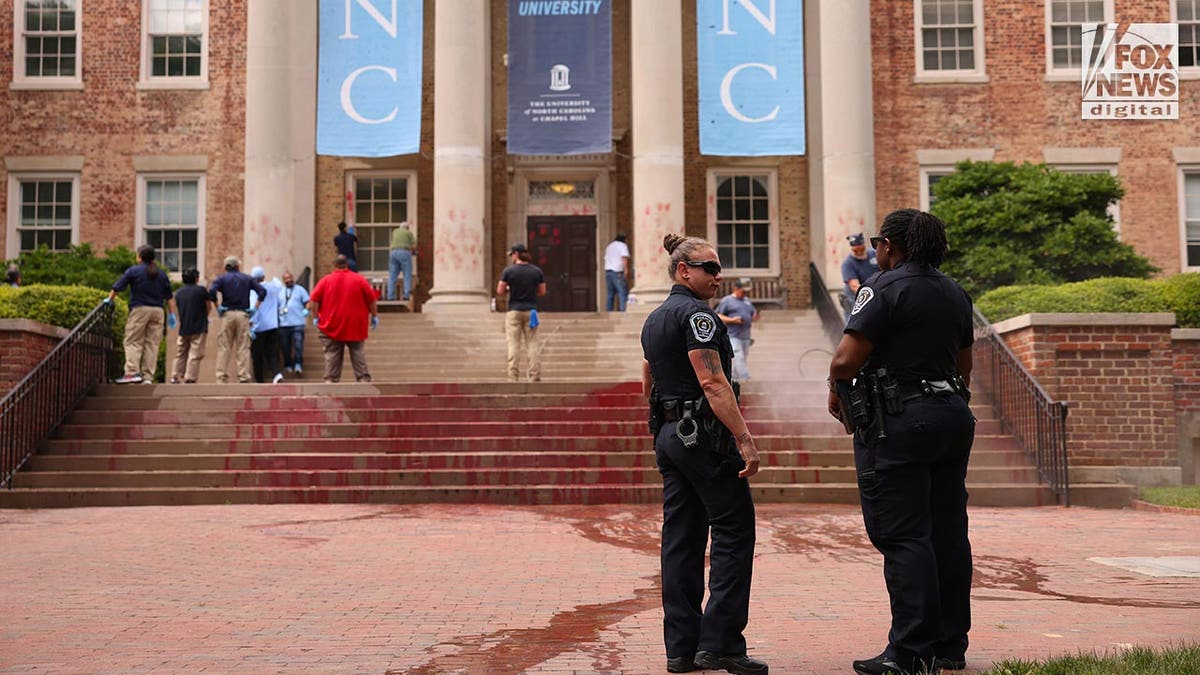 Vandalized Chancellor's building