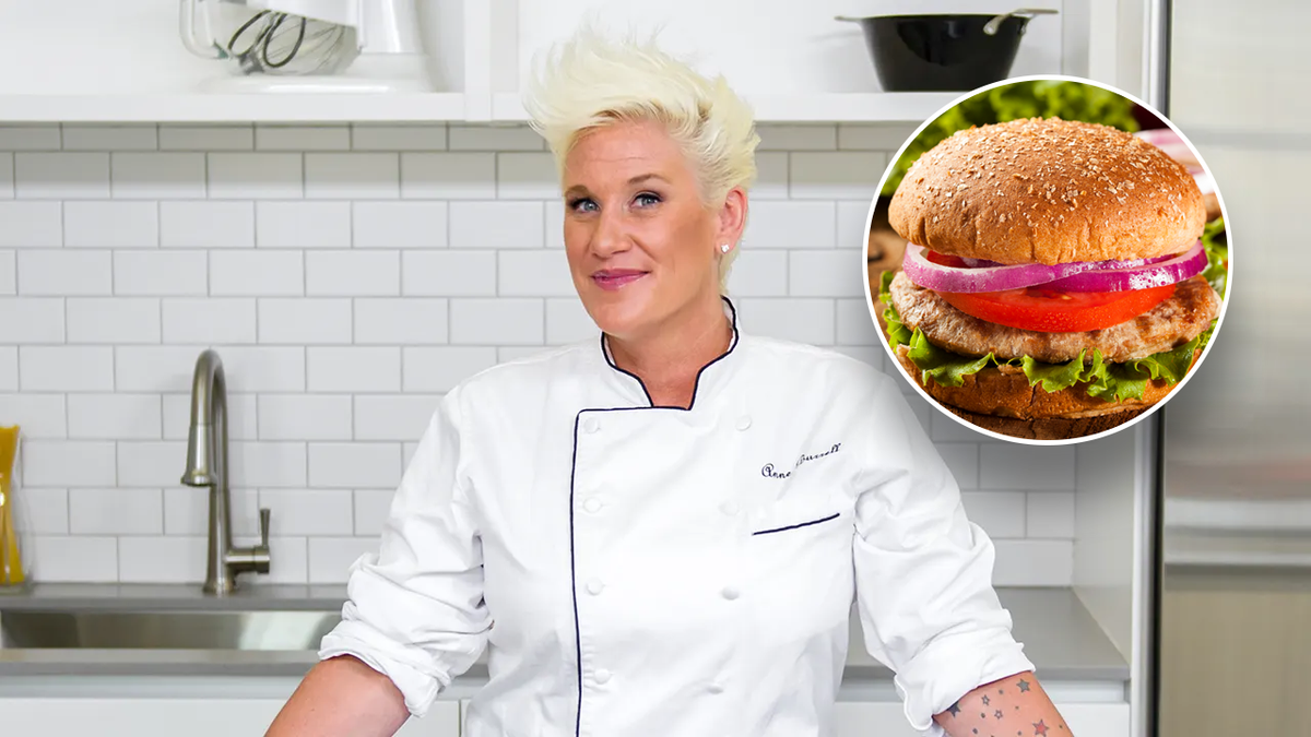 Anne Burrell, chef, with turkey burger