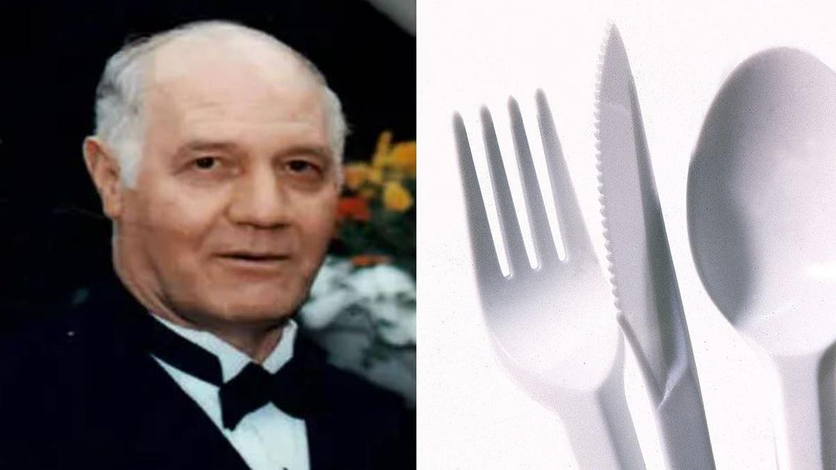 A photo of murder victim Rosario Prestigiacomo and a photo of a plastic fork